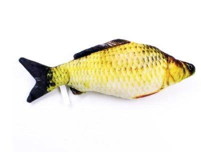 Soft, durable and realistic cat plush toy in the shape of a fish pillow, available in various sizes and designs.