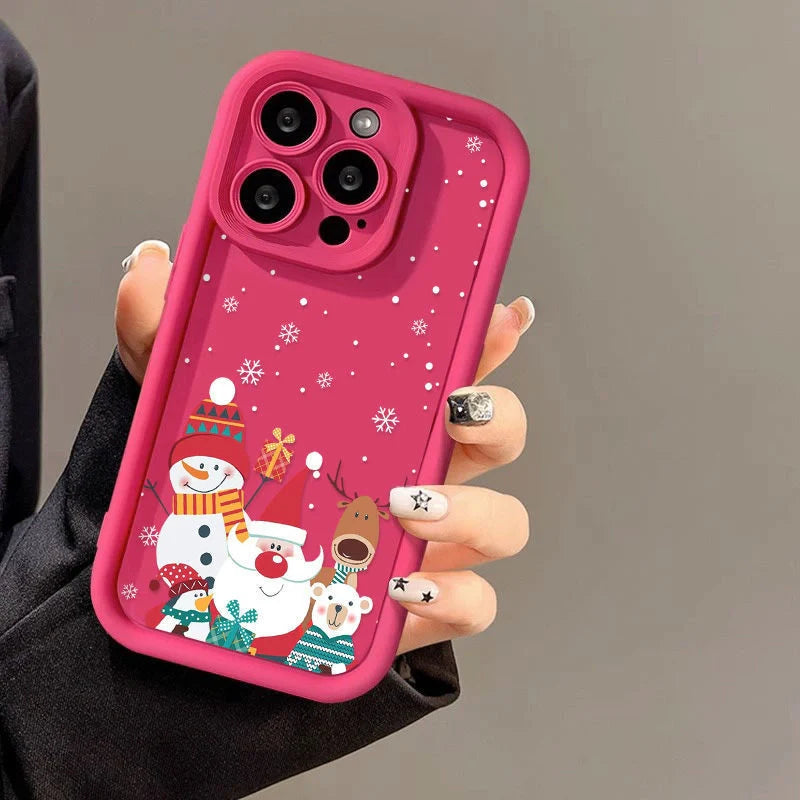 Santa Claus themed frosted shockproof silicone iPhone case in multiple colours