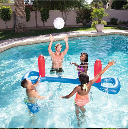 Giant inflatable pool toy for volleyball and football games in blue