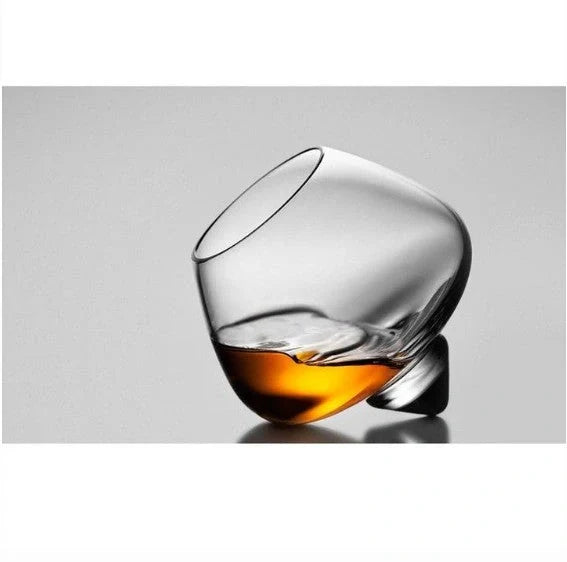 Crystal whiskey glass with wide belly for enhanced aroma release