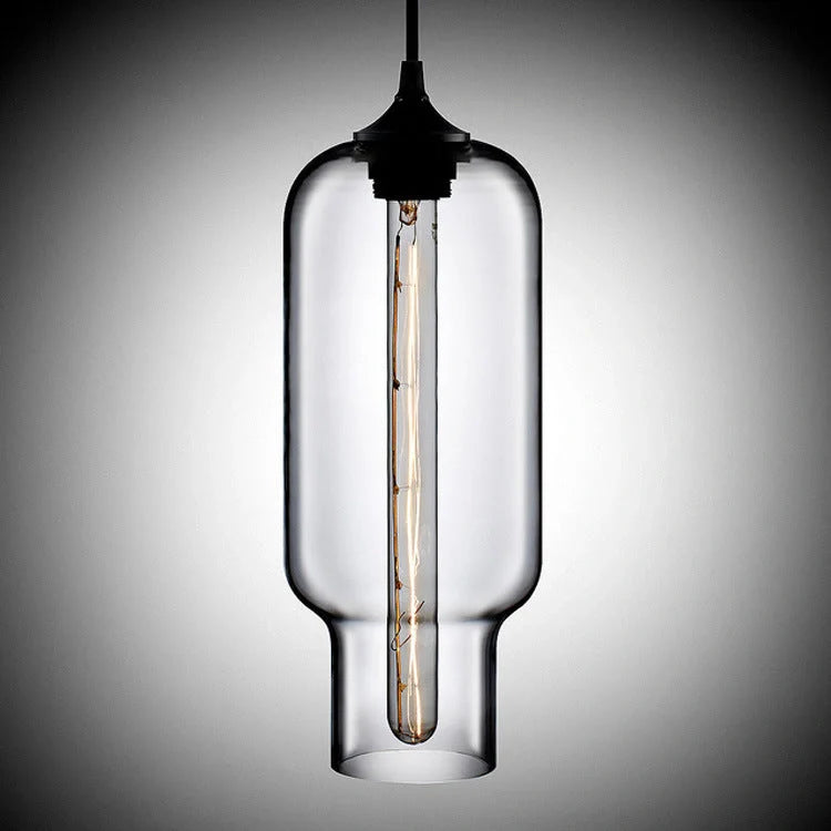 Nordic Modern Loft Pendant Lamp with glass body and aluminium shade in various colours