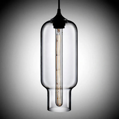 Nordic Modern Loft Pendant Lamp with glass body and aluminium shade in various colours