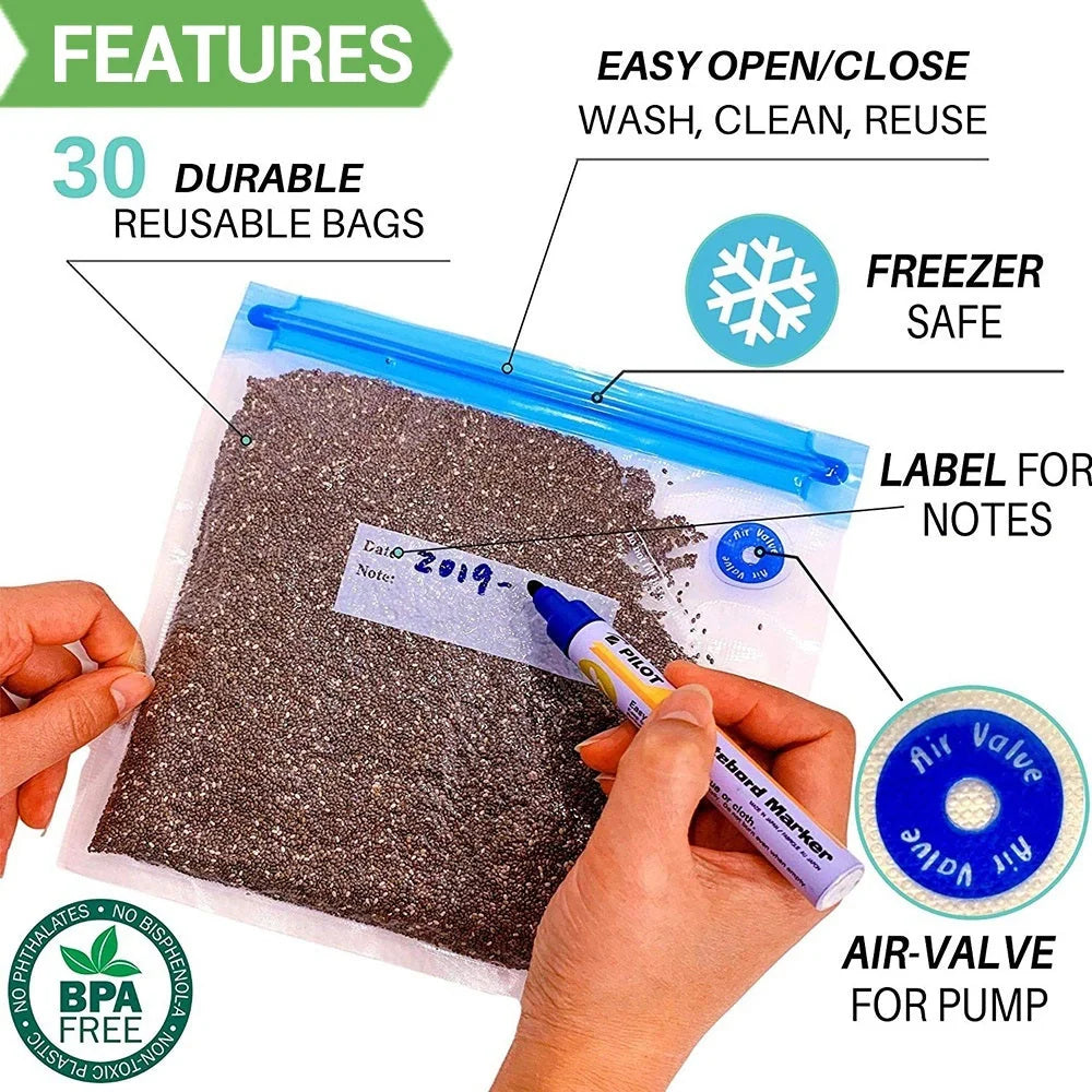 Premium vacuum seal bags for keeping food fresh and organised