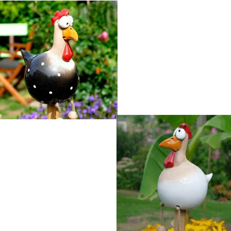 Charming resin chicken ornaments in various colours and set sizes, perfect for adding whimsical British-inspired decor to gardens and outdoor spaces.