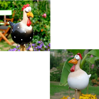 Charming resin chicken ornaments in various colours and set sizes, perfect for adding whimsical British-inspired decor to gardens and outdoor spaces.