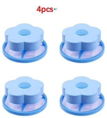 Flower-designed float filter for washing machine hair removal, 9.5cm by 4.0cm
