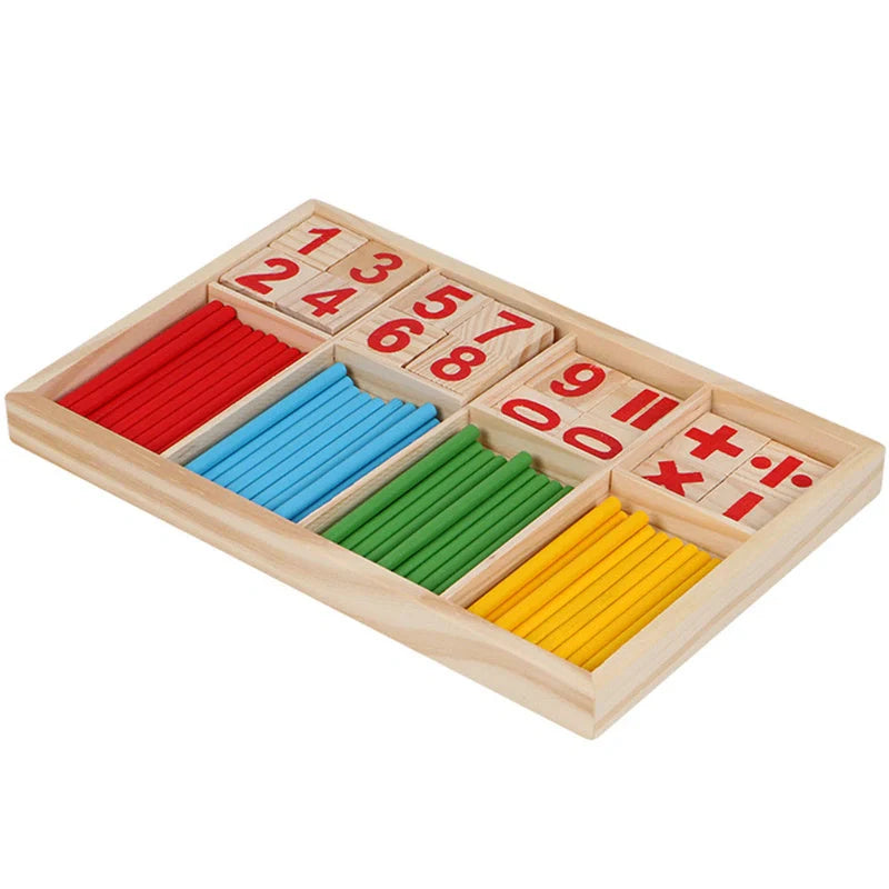 Natural wood Montessori math toys for children over 3 years, 48 pieces