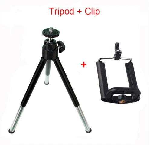 Flexible mini tripod stand for digital cameras and camcorders, with 360-degree swivel and 90-degree tilt for versatile positioning