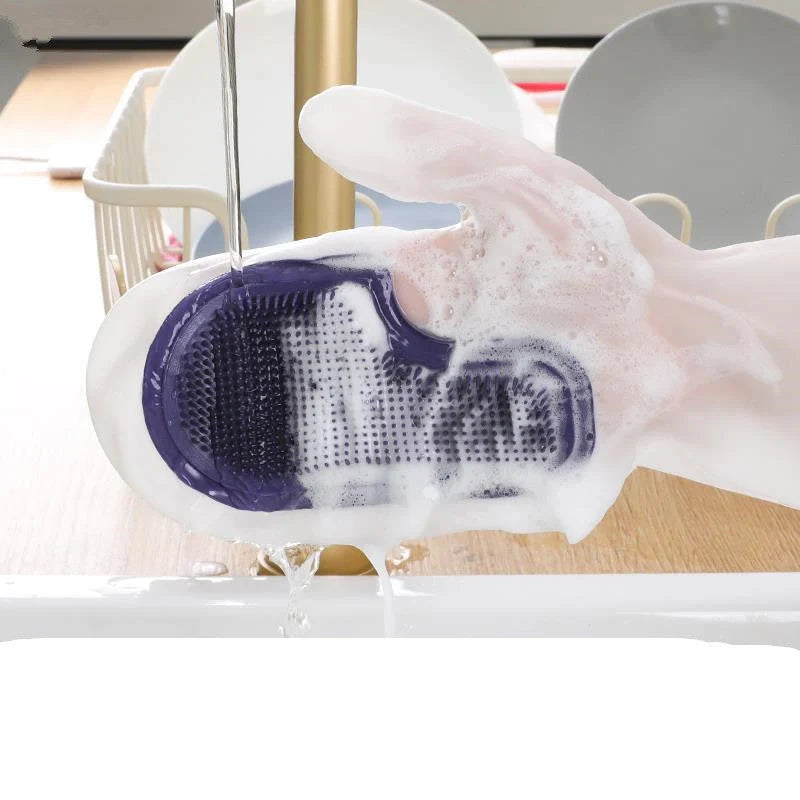 White Transparent Magic Silicone Gloves for waterproof dishwashing and cleaning