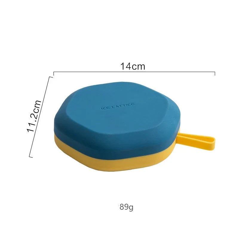 Silicone hexagon-shaped 3D ice cube tray with lid, available in various colours