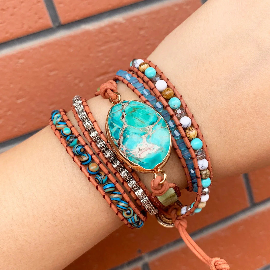 Elegant multi-strand beaded bracelet set in vibrant colours, featuring a multi-layered design with high-quality materials