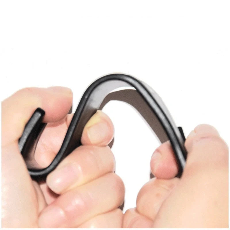 Auto Headrest Hangers in black, hooking onto car seat for organisation