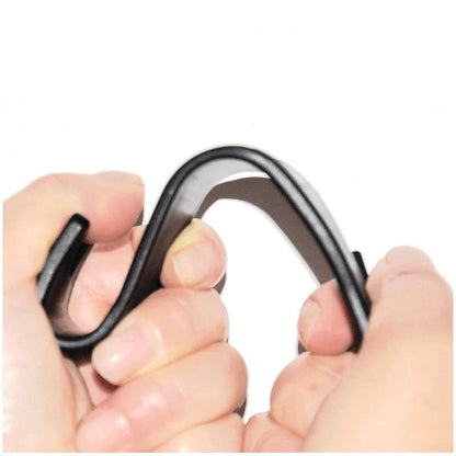 Auto Headrest Hangers in black, hooking onto car seat for organisation