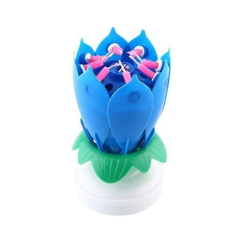 Musical Lotus Candles in various colours, showcasing the elegant lotus design and music feature