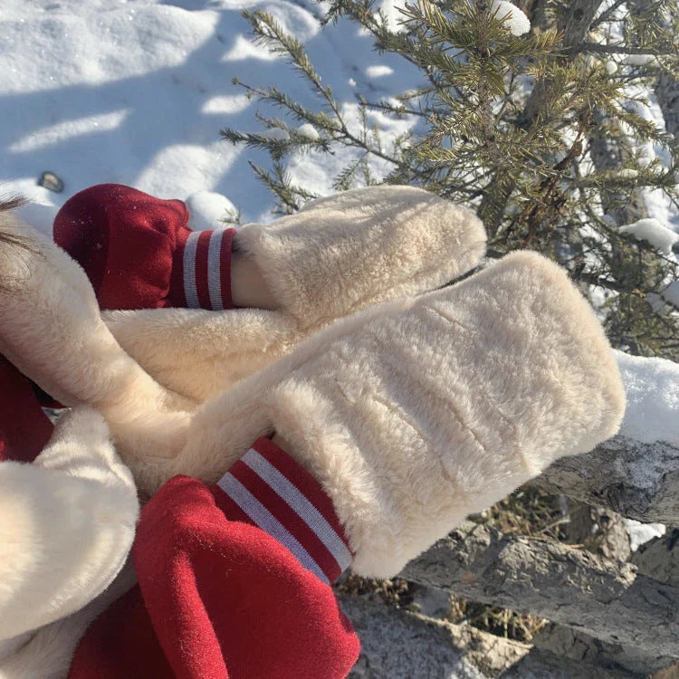Cozy knit hat, scarf, and glove set in three color options for winter weather protection and style