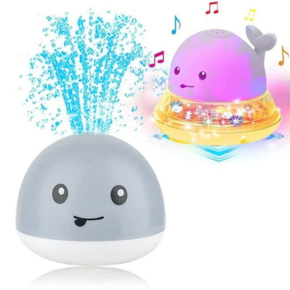 Electric induction whale spray toy for baby bath time with automatic water spray and lights