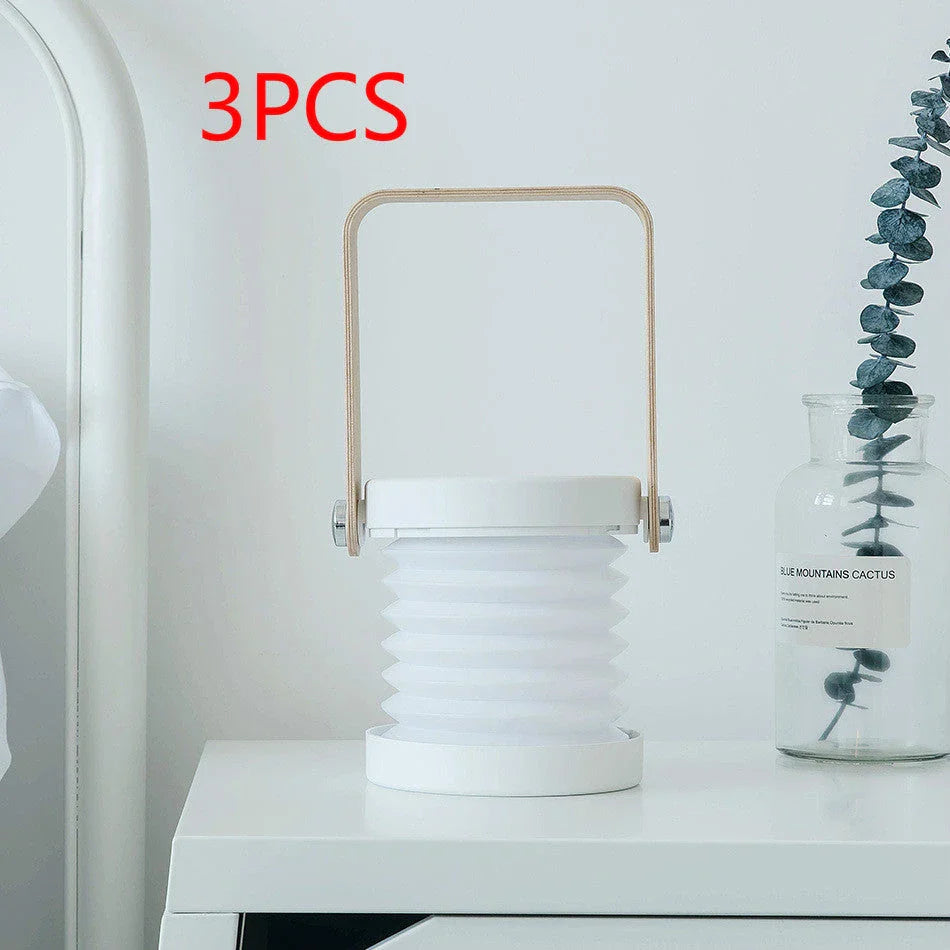 Elegant foldable LED lamp with touch-controlled dimming, rechargeable battery, and modern design for home decor