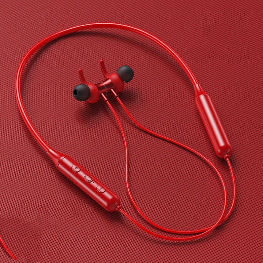 Wireless Bluetooth sports headphones with magnetic necklace design for secure, hands-free wear and superior sound quality