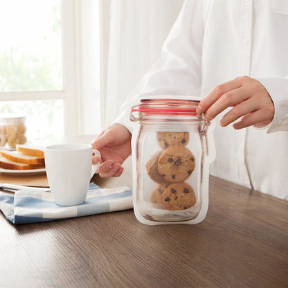 Reusable waterproof sealed snack storage bag with zipper, 1L capacity