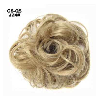 Synthetic wavy curly messy hair bun for women, 12cm diameter, high temperature wire