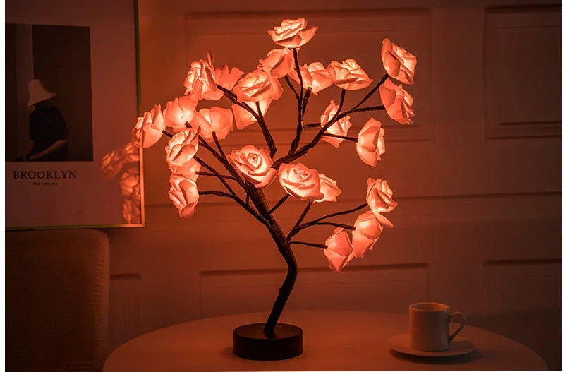 Enchanting Rose Flower Lamp with warm, soothing lighting and USB/battery power options for versatile home decor
