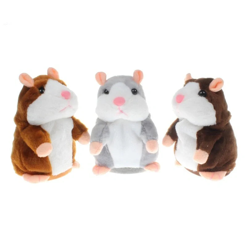 15CM Little Talking Hamster Toy in light brown, dark brown, and grey