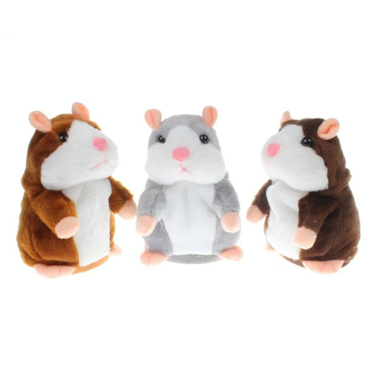 15CM Little Talking Hamster Toy in light brown, dark brown, and grey