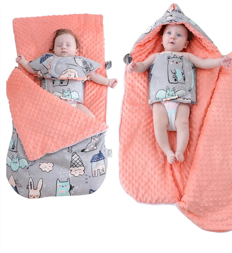 Newborn baby blanket with warm fleece and stroller cover, 80x46cm