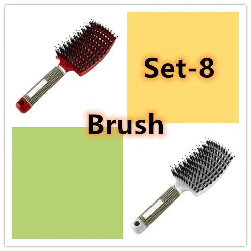 A premium hair brush with a sleek design, featuring soft bristles and a rounded massage function for healthy, detangled hair