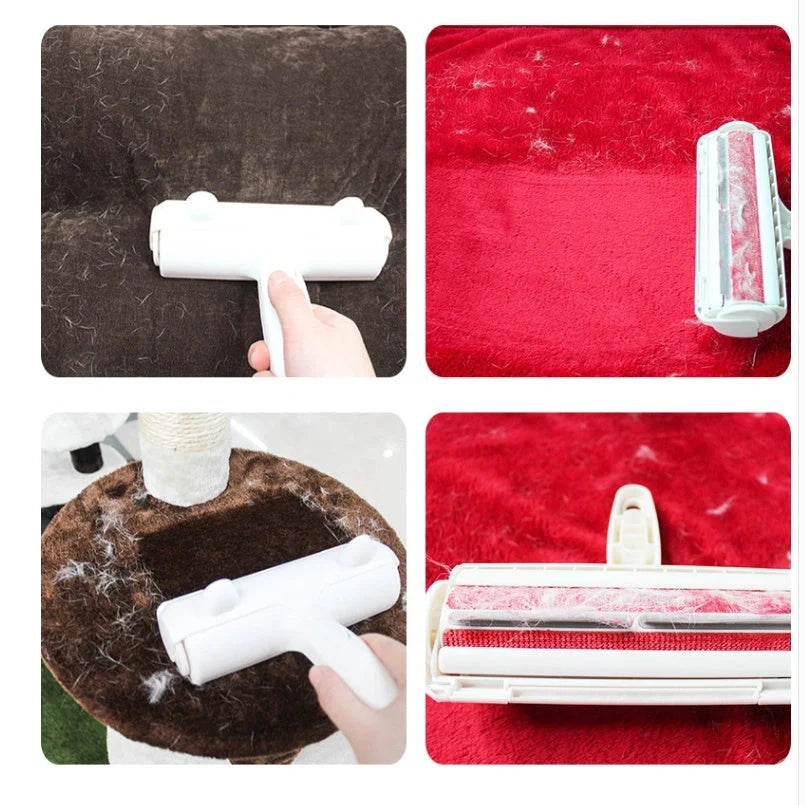 Durable ABS pet hair remover tool in red and blue for efficient cleaning of furniture and carpets
