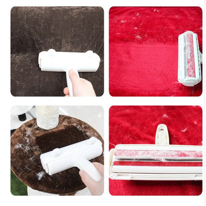 Durable ABS pet hair remover tool in red and blue for efficient cleaning of furniture and carpets