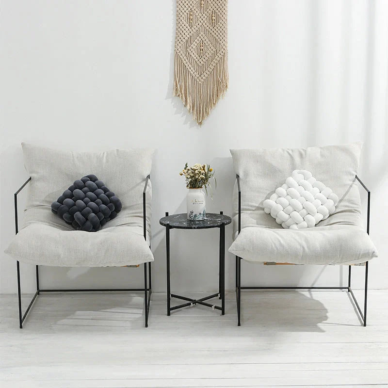Creative Home Woven Square Plush Cushion in various colours, showcasing novel weaving design