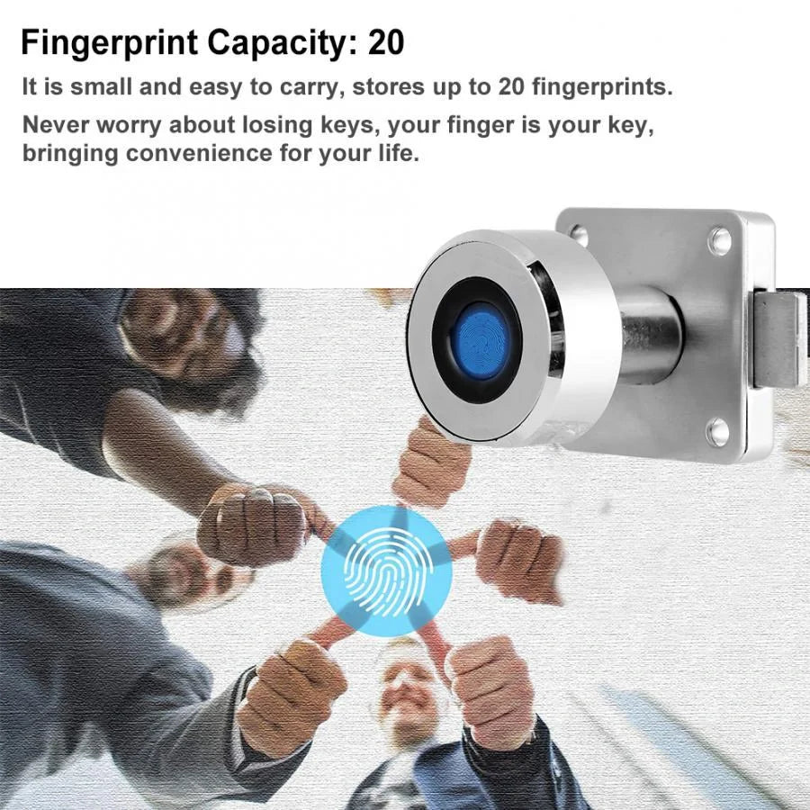 Stainless steel fingerprint drawer lock with USB charging capability