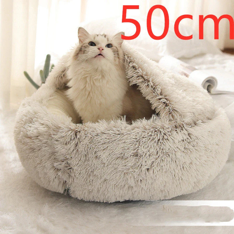 Cozy and comfortable 2-in-1 pet bed for cats and dogs, featuring plush, warm, and soft materials