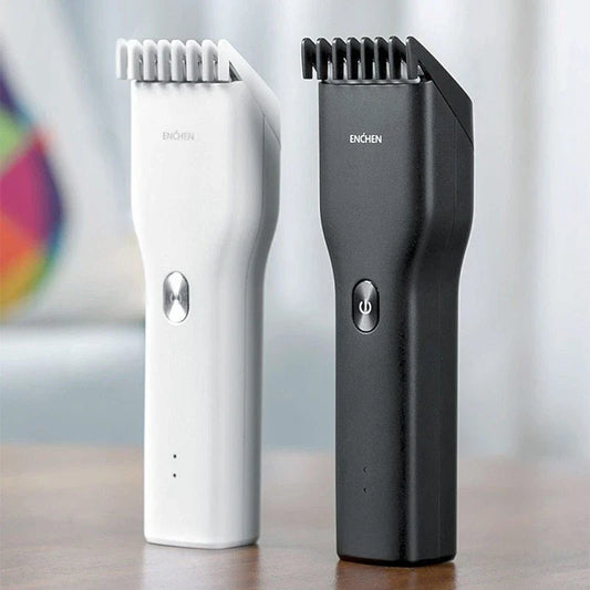 Premium cordless hair trimmer with genuine leather exterior, powerful motor, and versatile design for adults and children's grooming needs