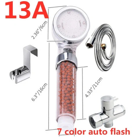Color Changing LED Shower Head with temperature display and high-pressure flow