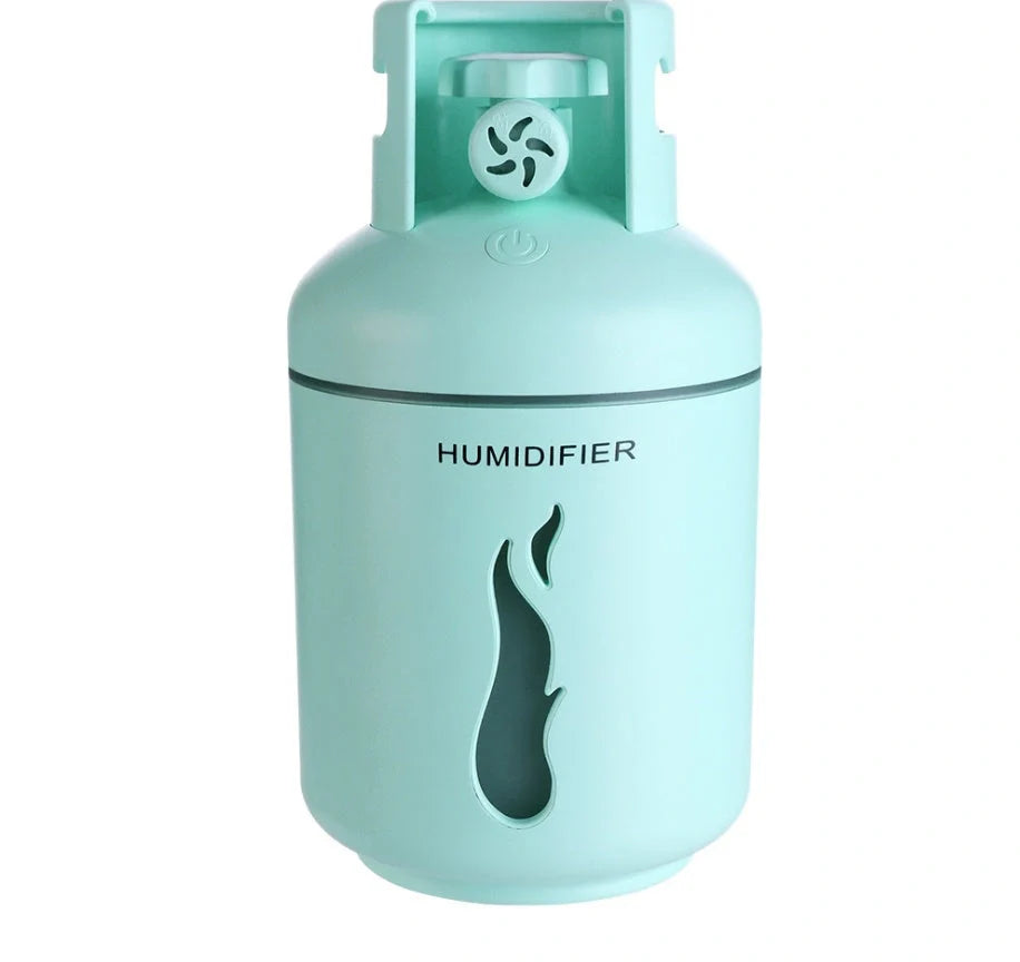 Multifunctional gas tank humidifier with USB connectivity in pink, blue, and white