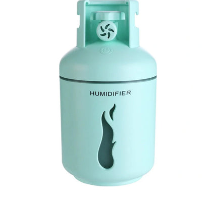 Multifunctional gas tank humidifier with USB connectivity in pink, blue, and white