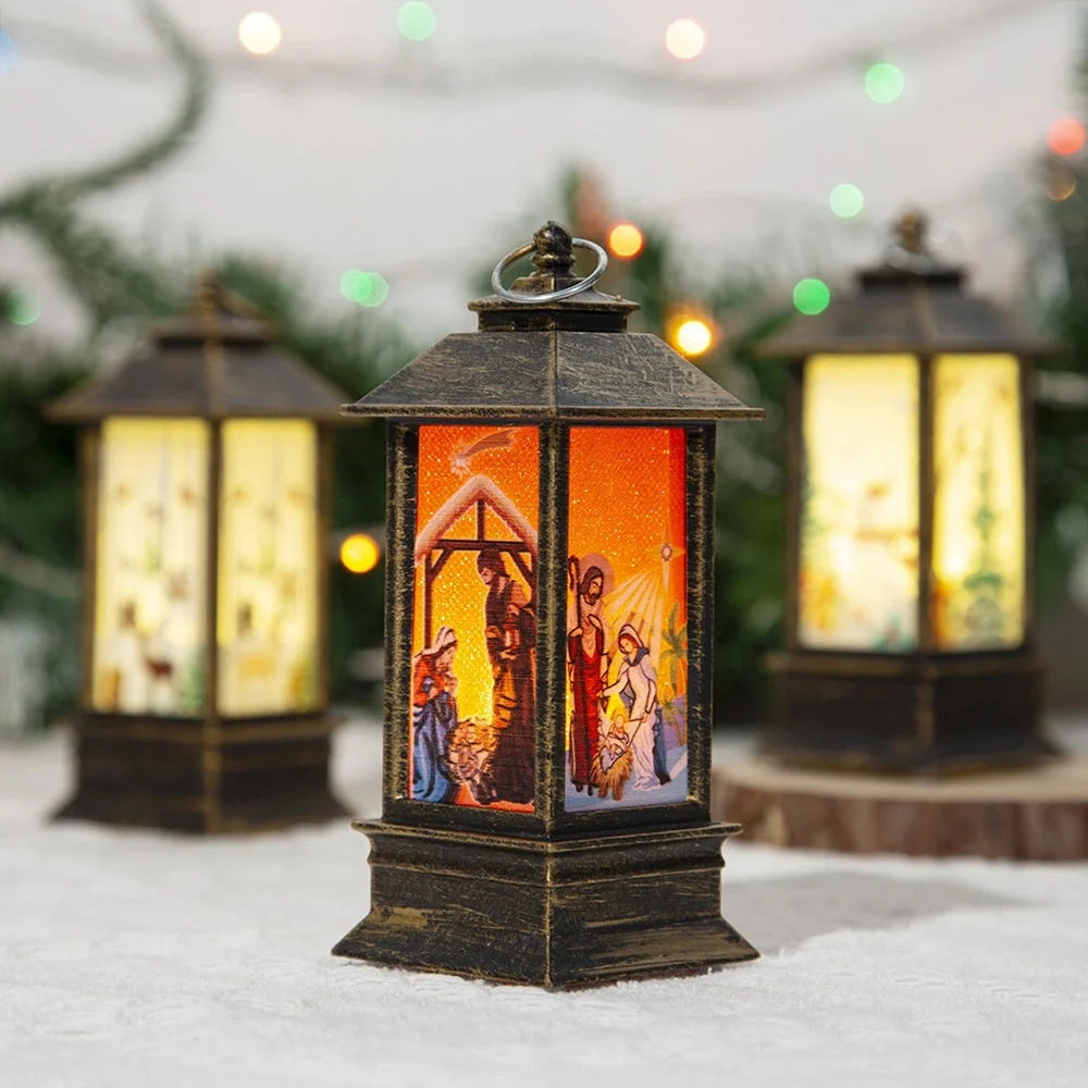 Santa Claus LED night light battery-powered hanging lantern for Christmas decoration