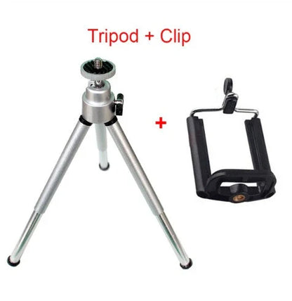Flexible mini tripod stand for digital cameras and camcorders, with 360-degree swivel and 90-degree tilt for versatile positioning