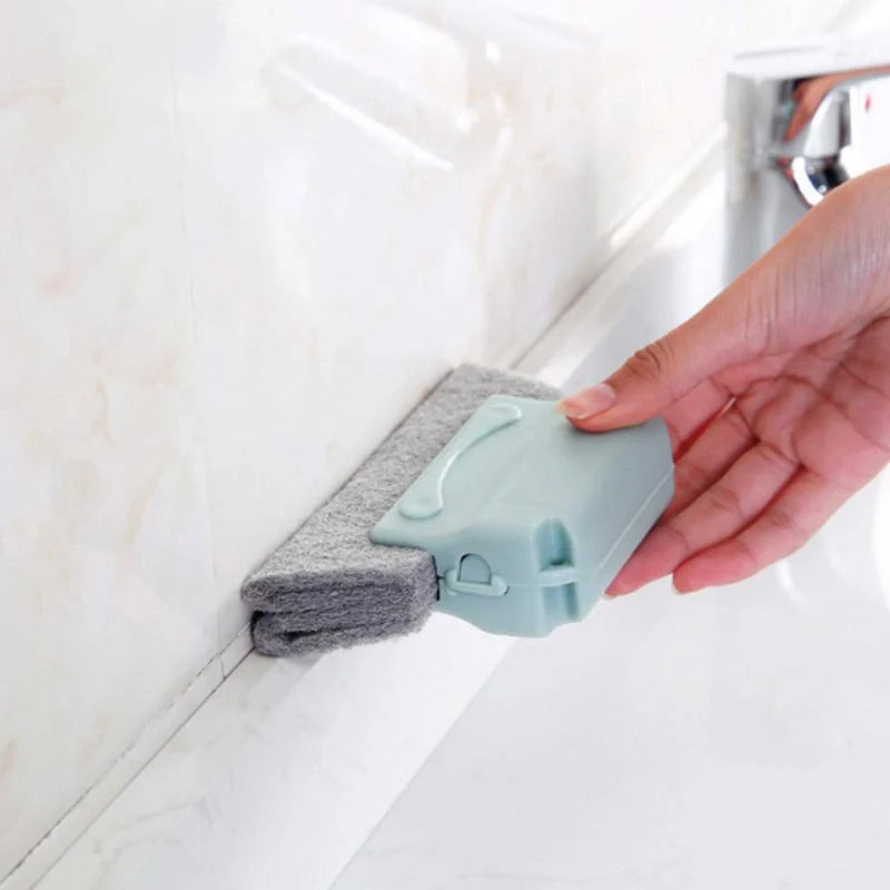 Creative Window Groove Cleaning Gap Brush Slot Cleaner in beige, light grey, and blue