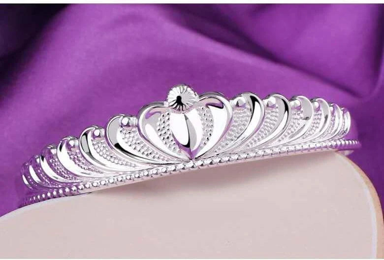 Women's silver electroplated crown bracelet with detailed design