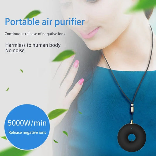 Compact Negative Ion Air Purifier in various colors, USB rechargeable for 12-hour use