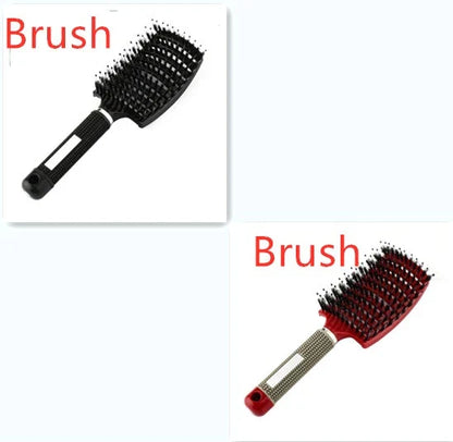 A premium hair brush with a sleek design, featuring soft bristles and a rounded massage function for healthy, detangled hair