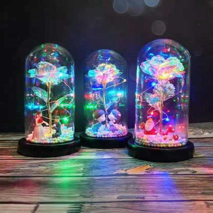 Enchanting artificial rose flower in a glass dome, a timeless home decor piece
