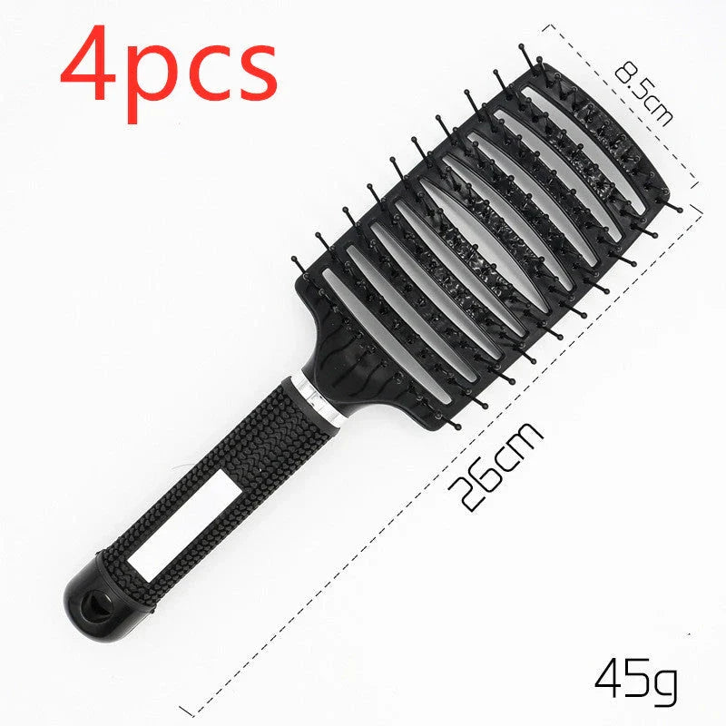 A premium hair brush with a sleek design, featuring soft bristles and a rounded massage function for healthy, detangled hair