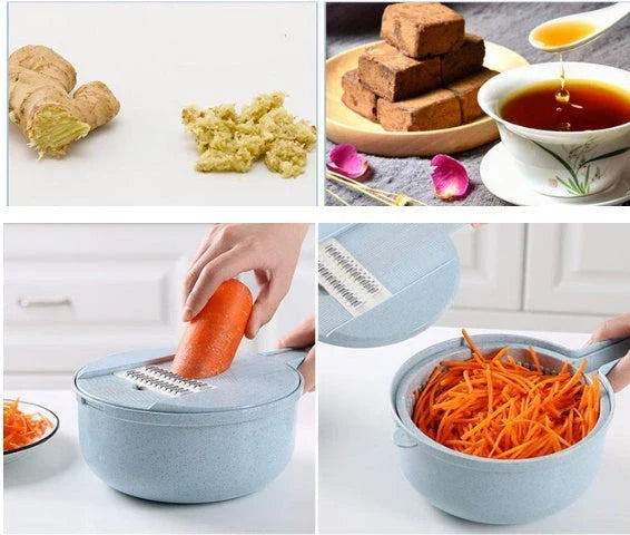 8-in-1 Mandoline Slicer with Interchangeable Blades for Slicing, Dicing, and Grating Vegetables and Ingredients