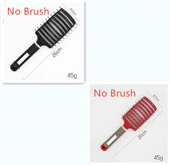 A premium hair brush with a sleek design, featuring soft bristles and a rounded massage function for healthy, detangled hair