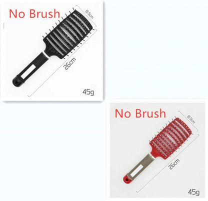 A premium hair brush with a sleek design, featuring soft bristles and a rounded massage function for healthy, detangled hair