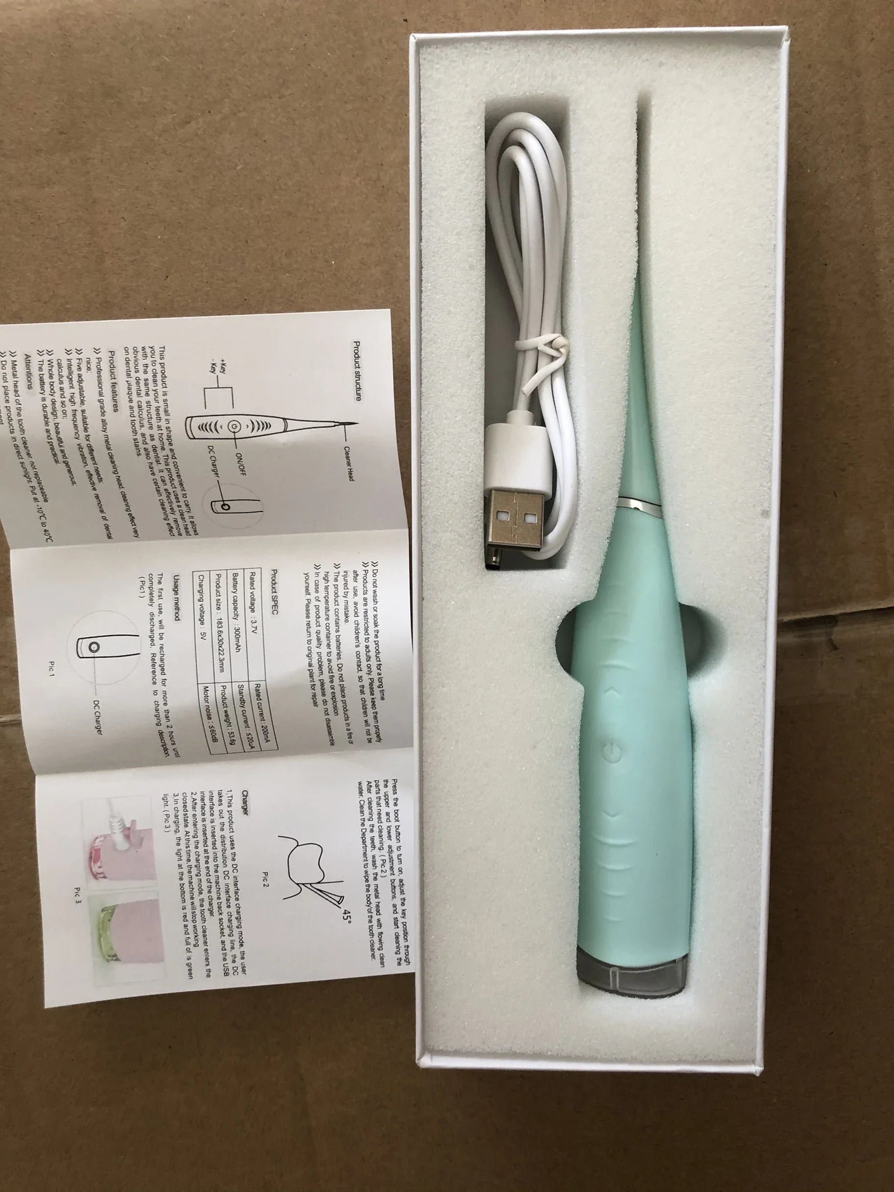 Waterproof Electric Toothbrush Cleaner with Vibrating Head, Silica Gel and ABS Materials, Ergonomic Handle for Effective Plaque and Tartar Removal